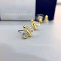【Top Picks】Shi Jia 1:1 Original Template Golden Hornet Simple Ear Studs Female Swarovski Crystal Earrings Female. 