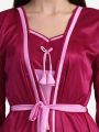 Fancyra Set Of Two Piece Satin Silk Women Nighty Nightwear With Outer Robe. 