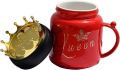 Crowned Black/Red King Queen Printed Couple Ceramic Cup. 