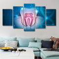 5 Panel Geometric Tooth Dental X-Ray Canvas Painting Wall Art Shining Tooth Posters and Prints for Dentistry Wall Decor No Frame. 