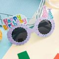 Cute Party Supplies  Accessories Hat Shape Photo Booth Props Girls Birthday Eyewear Round Frame Kids Eyeglasses Funny Photo Props Happy Birthday Glasses Children Sunglasses Birthday Party Decorations. 