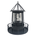 Rotating Beacon Light Iron Solar Adornment Lighthouse Garden Decor Lighthouse-Shaped Landscape Lamp. 