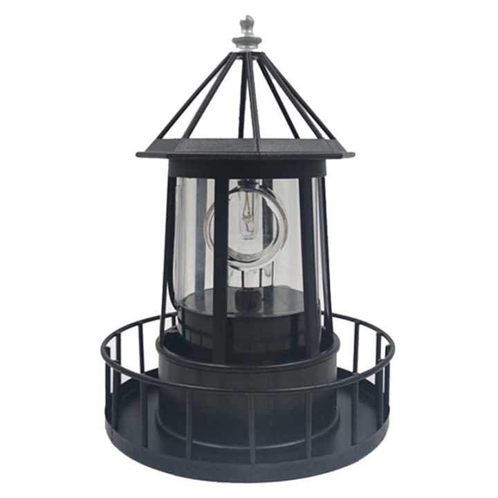 Rotating Beacon Light Iron Solar Adornment Lighthouse Garden Decor Lighthouse-Shaped Landscape Lamp