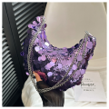 Dumpling Half Moon Shape Bag Large Capacity Sequin Crossbody Bag Sequin Chain for Dinner Party Daily Commute Outdoor Activities. 