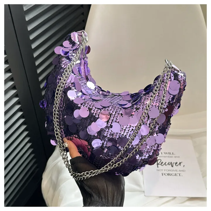 Dumpling%20Half%20Moon%20Shape%20Bag%20Large%20Capacity%20Sequin%20Crossbody%20Bag%20Sequin%20Chain%20for%20Dinner%20Party%20Daily%20Commute%20Outdoor%20Activities%20-%20Image%209