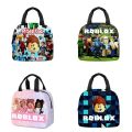 New Large Capicity Roblox Lunch Bag Anime Figure Thermal Children Lunch Box Bag Portable Cartoon Meal Bag Student Worker. 
