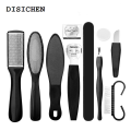DISICHEN Special Pedicure Set Peeling And Exfoliating Calluses Foot Scrubbing Brush 10 in 1 Portable Stainless Steel Double-sided Foot Care Tools. 