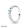 2023 New 925 Silver 12 Months Colorful Birthstone Beaded With Crystal Pandor Rings For Women Birthday Gift Fine Jewelry. 