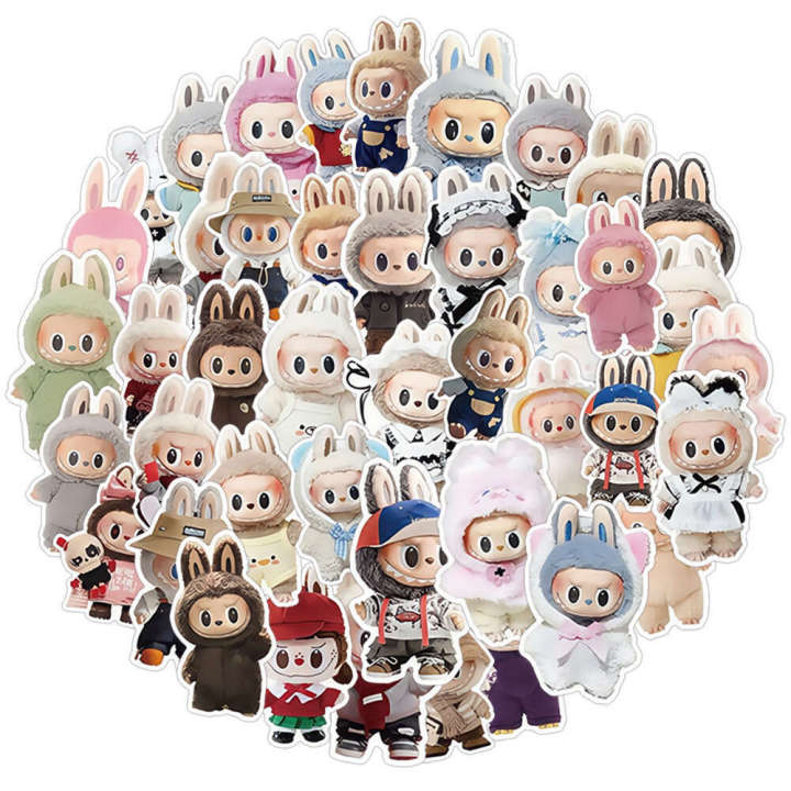 50 Cute Labubu Doll Cartoon iPad Case Stationery Lage Notebook Stickers ...
