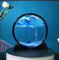 Moving Sand Art Picture,3D Deep Sea Sandscape in Motion Display Flowing Sand Frame Flowing,Round Glass Grit Photo Hourglass (Blue, 12inch). 