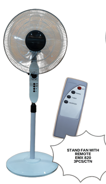 Chrome 16" Heavy Base Stand Fan With Remote