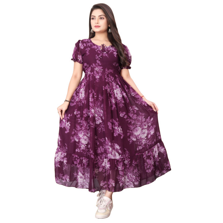 Women's Maxi Dress Long Purple Blue Color Gown Eveningwear