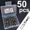 Wenefang 50 pcs Stainless Steel Fishing Connector Pin Bearing Rolling Luxury Swivel Snap in Box Fishing Tackle Accessories For Lure Hook. 