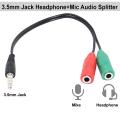 3.5Mm Stereo Audio Jack Splitter Cable Adapter For Mobiles Laptop Pc. 