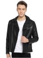 Black Leather Biker Coat jacket Men. 