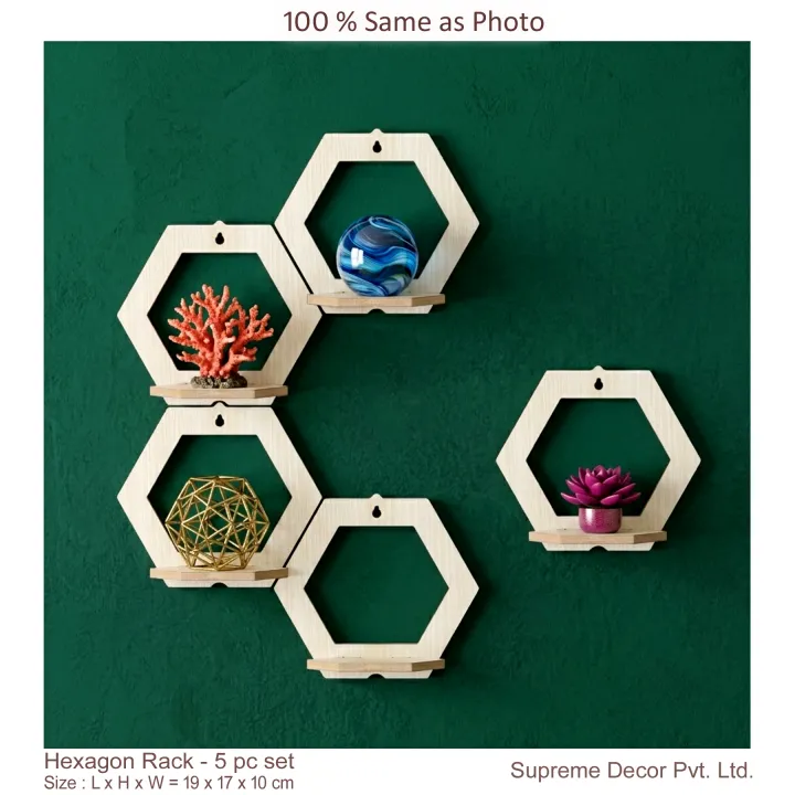 Formica%20laminated%20Hexagon%20Honeycomb%20Wall%20rack%20for%20Home%20Decor%20,%20Living%20Room%20&%20Office%20-%205%20pc%20set%20%20-%20Best%20Quality%20-%20By%20Supreme%20Decor%20-%20Image%205