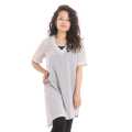 White Chiffon V-neck Long Tops For Women. 