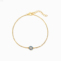S_way AAA Cubic Zirconia Crystal Blue Nazar Round Turkish Evil Eye Charm Bracelet Women Gold-plated Link Chain Simple Trendy Jewelry. 