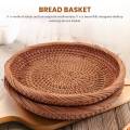 NAMUNY 2 Pack Rattan Woven Storage Basket,Bread Basket Display Basket Fruit Candy Cake Tray,for Keys,Wallet,Cell Phone(7.5Inch). 