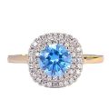 【New arrival】Sea Blue Diamond Topaz Ring Women's Natural Gemstone White Copper Plated 18K White Gold Proposal Ring. 