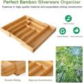 , drawer cutlery storage extension rack cutlery bamboo drawer, adjustable tray, wooden cutlery partition to store kitchenware. 