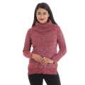 Maroon Woolen High Neck Sweater For Women. 