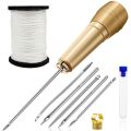 1Set Portable Sewing Awl Needle Handmade Sewing Tools DIY Craft Nylon Thread Sewing Tapered Needles with Handle Straight Hook Sewing Kit DIY for Shoes and Repairs. 