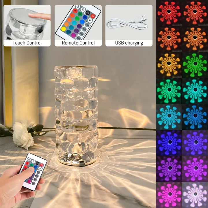 Crystal%20Table%20Lamp%20Rose%20Light%20Projector%203/16%20Colors%20Adjustable%20Romantic%20Diamond%20Atmosphere%20LED%20Light%20-%20Image%206