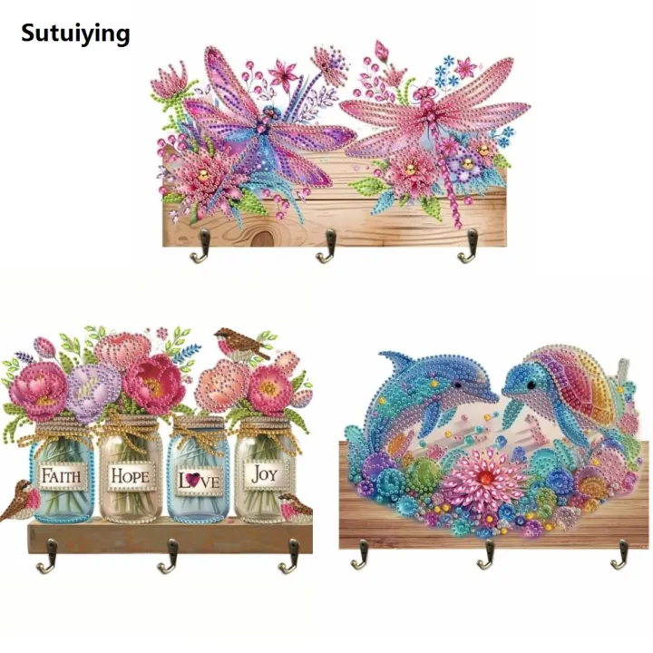 Sutuiying%201pc/Set%20DIY%20Diamond%20Painting%20Wall%20Hangers%20with%20Hooks%20Wall%20Mounted%20Fifty%20percent%20discount%20Wooden%20Coat%20Hook%20with%203%20Metal%20Hooks%20Diamond%20Art%20Hooks%20for%20Keys%20-%20Image%202