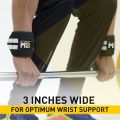 MuscleBlaze Wrist Support Wrap Black & White Free Size for Powerlifting Bodybuilding Premium Quality. 