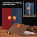 Graduation A4 Award Certificate Holder Three-fold Page Paper Envelope Document Folder Gilding Process Exquisite Diploma Cover. 