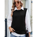 Womens Crew Neck Bowknot Solid Color Button Side Slit Pullover Tops 2025 Cute Knitted Fashion Sweaters. 