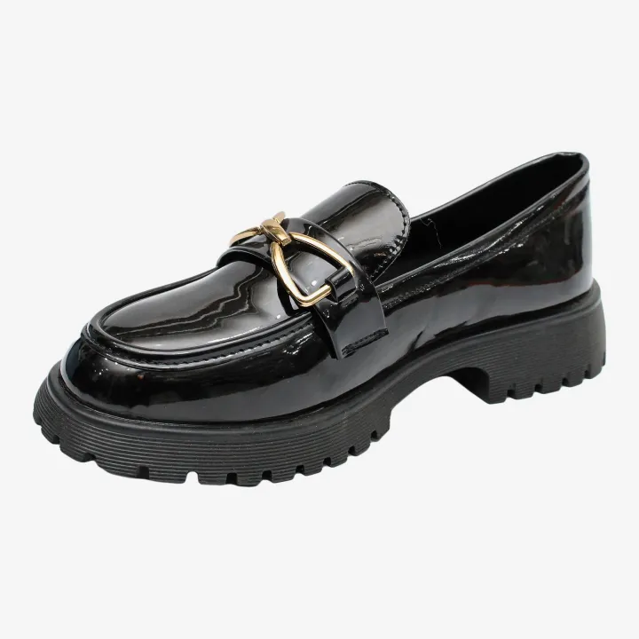 Black%20Color%20Buckle%20Design%20Shining%20Loafer%20Shoes%20For%20Women%20-%20Image%205