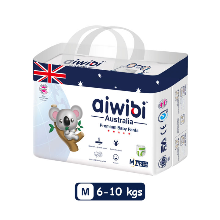 Aiwibi Premium Diapers Baby Pants- Medium 42 Pcs