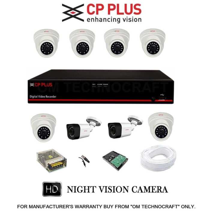 Cp Plus 8 Hd Cctv Cameras And 8Ch Hd Dvr Kit With 1Tb Hard Disk + All Accessories
