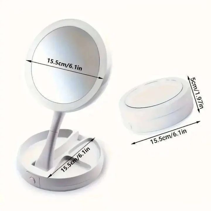 Dual%20Magnification%20Vanity%20Mirror%20-%201X%20&%2010X%20with%20White%20LED%20Lights,%20Foldable%20Compact%20Design%20for%20Professional%20Makeup%20Application%20-%20Image%203