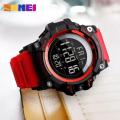 SKMEI 1384 Men's Outdoor Sports Electronic Backlight Waterproof Multi-time Alarm Watch - Red. 