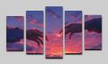 Anime Red Thread of Fate Sunset Sky Anime Couple  Wall Decor –5 Pieces Canvas Wall Art Set. 