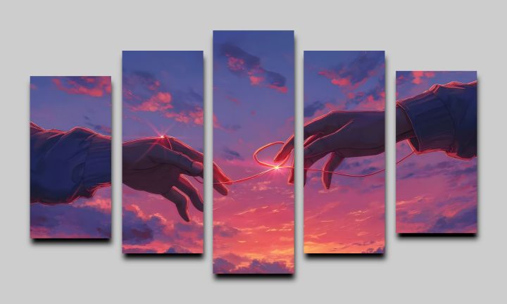 Anime%20Red%20Thread%20of%20Fate%20Sunset%20Sky%20Anime%20Couple%20%20Wall%20Decor%20%E2%80%935%20Pieces%20Canvas%20Wall%20Art%20Set%20-%20Image%203