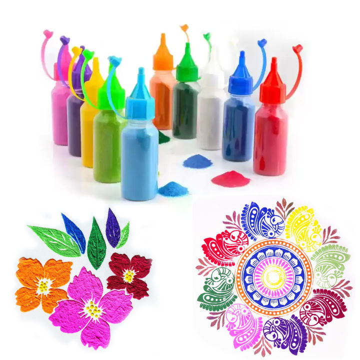 Beautiful Rangoli Making Sand Colored Powders | Set Of 10 Different Colours To Draw Fine Rangolis For This Tihar