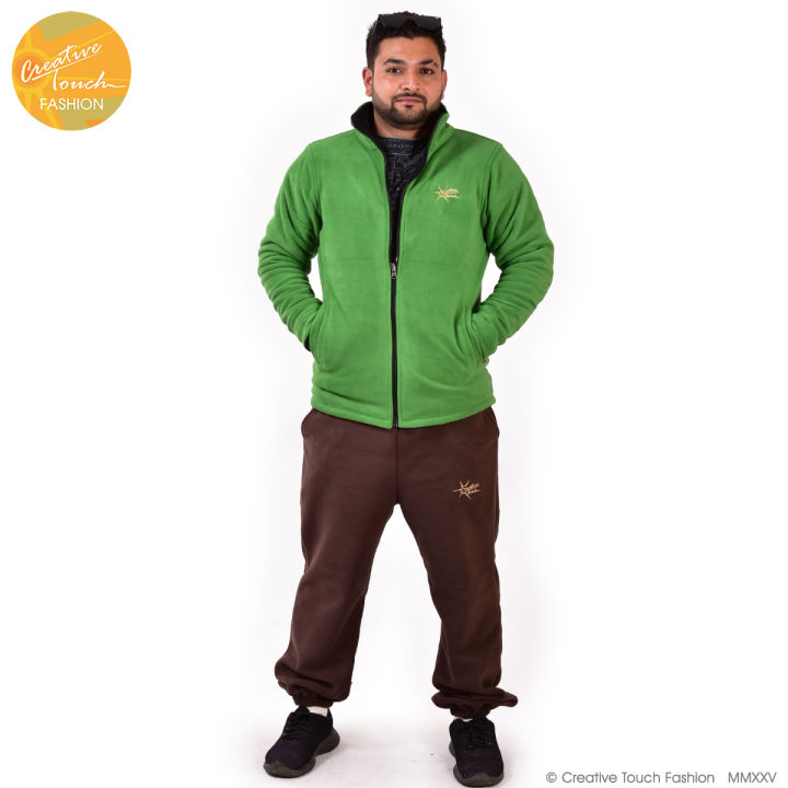 Creative Touch Fashion Grass Green/Black Double Side Reversible Polar Fleece Jacket For Men-MJK5008