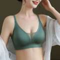 Latex Seamless Underwear Women No Steel Ring Lace Tube Top Gathered Sports Pure Color Breastfeeding Anti-sagging Bra. 