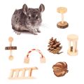 NAMUNY 10 Pcs Set Hamster Chew Toys Natural Wooden Gerbils Rats Chinchillas Toys Accessories Dumbbells Exercise Bell Roller Teeth Care Molar Toy For Guinea Pig Bunny Rabbits. 