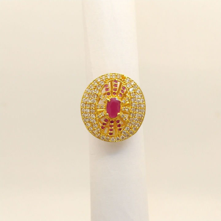 Gold%20Plated%20American%20Diamond%20Ring%20For%20Women%20-%20Image%203