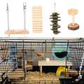 NAMUNY 10 Pcs Set Hamster Chew Toys Natural Wooden Gerbils Rats Chinchillas Toys Accessories Dumbbells Exercise Bell Roller Teeth Care Molar Toy For Guinea Pig Bunny Rabbits. 