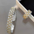 【Unlimited repurchase】Italian drawing craft woven carved gold bracelet women's exquisite trend high court style color separation micro inlay ring. 