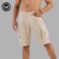 Wraon Cream  Premium Cotton Fancy Chichi Cargo Half Pant For Men - Fashion | Half Pants For Men | Men's Wear | Cotton Pants |. 