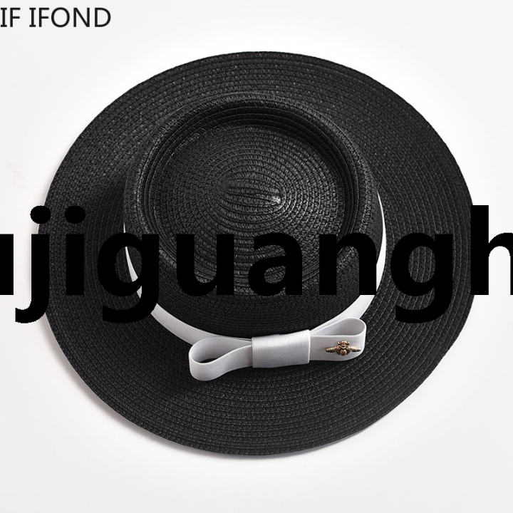 Xujiguanghui%20NEW%20Spring%20Summer%20Straw%20Hats%20for%20Women%20Round%20Bumpy%20Surface%20Flat%20Top%20Bowknot%20Dress%20Cap%20Travel%20Beach%20Sun%20Hat%20Gorra%20-%20Image%206
