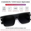 Korean Trendy classic Unique Design Viral Tiktok Flat Black rimless Square Sunglasses For Men. 