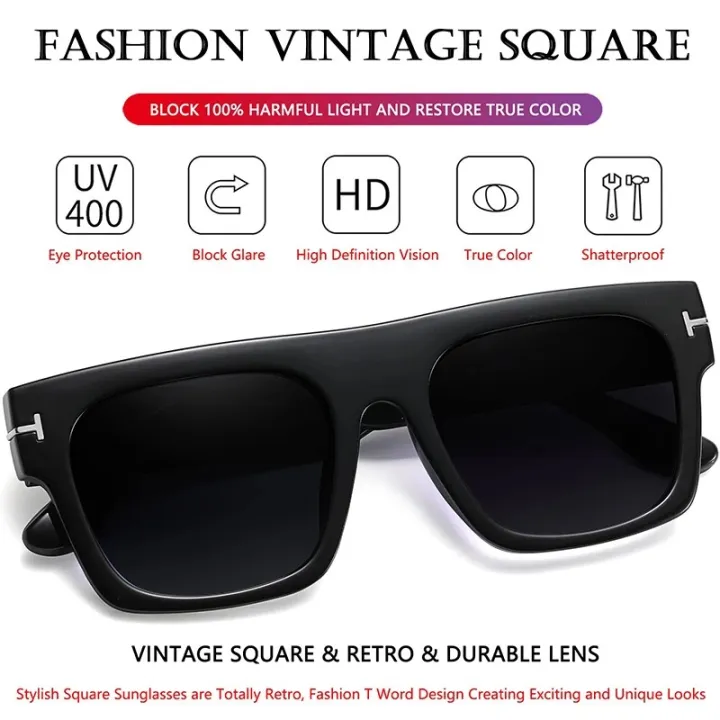 Korean%20Trendy%20classic%20Unique%20Design%20Viral%20Tiktok%20Flat%20Black%20rimless%20Square%20Sunglasses%20For%20Men%20-%20Image%205